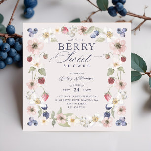 Berry Sweet Baby Shower Wild Berries & Flowers Invitation