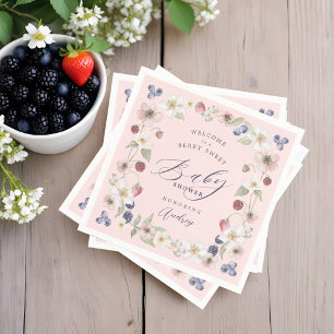 Berry Sweet Baby Shower Wild Berries & Flowers Napkin