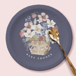 Berry Sweet Baby Shower Wild Berries & Flowers Paper Plate