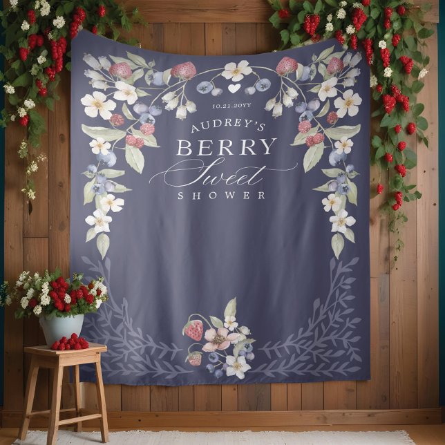 Berry Sweet Baby Shower Wild Berries & Flowers Tapestry (Berry Sweet Baby Shower Wild Berries & Flowers Tapestry)