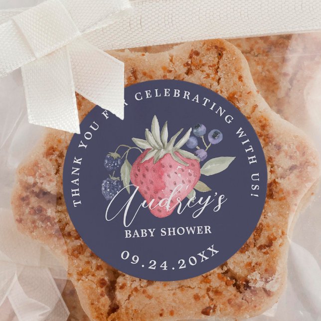 Berry Sweet Baby Shower Wild Berries Thank You Classic Round Sticker (Berry Sweet Baby Shower Wild Berries Thank You Classic Round Sticker)