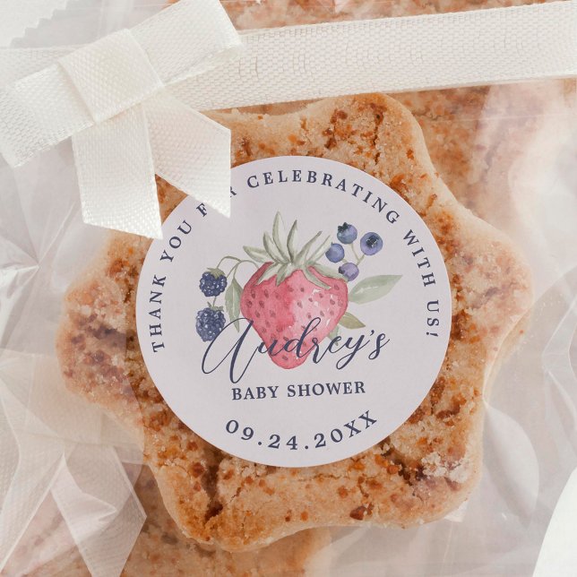 Berry Sweet Baby Shower Wild Berries Thank You Classic Round Sticker (Berry Sweet Baby Shower Wild Berries Thank You Classic Round Sticker)