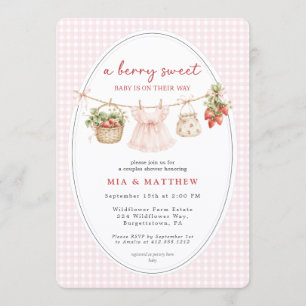 Berry Sweet Baby Strawberry All in One Baby Shower Invitation