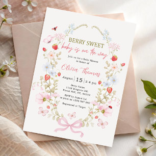 Berry Sweet Baby Strawberry Baby Shower Invitation