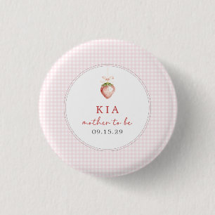 Berry Sweet Baby Strawberry Coquette Gingham 3 Cm Round Badge