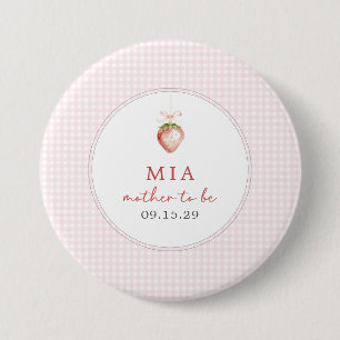 Berry Sweet Baby Strawberry Coquette Gingham 7.5 Cm Round Badge