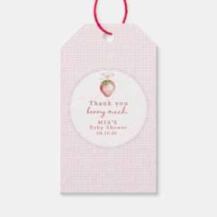Berry Sweet Baby Strawberry Coquette Gingham  Gift Tags