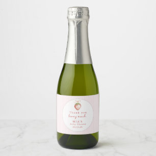 Berry Sweet Baby Strawberry Coquette Gingham Sparkling Wine Label