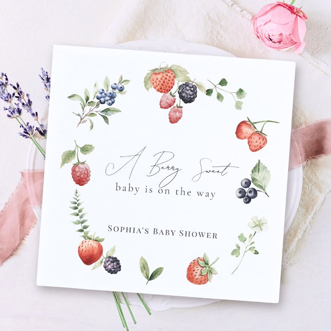 Berry Sweet Berries Girl Baby Shower Napkin (Creator Uploaded)