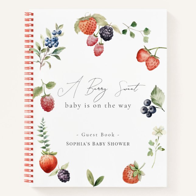 Berry Sweet Berries Girl Baby Shower Notebook (Front)