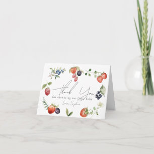 Berry Sweet Berries Watercolor Girl Baby Shower Thank You Card