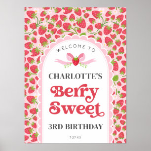 Berry Sweet Birthday 18x24 Strawberry Welcome Poster