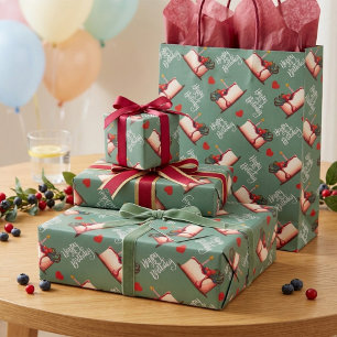Berry Sweet Birthday Cake Pattern Wrapping Paper