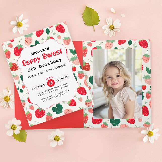Berry Sweet Birthday Folded  Invitation (Creator Uploaded)