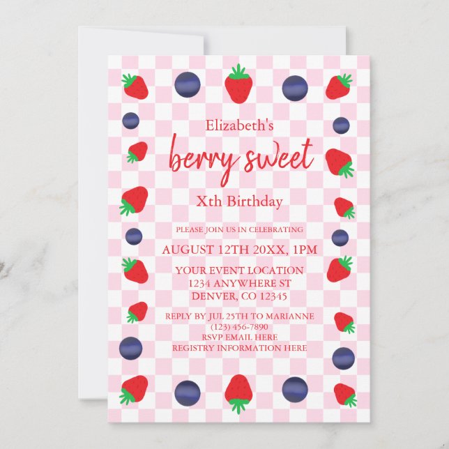 Berry Sweet Birthday Invitation (Front)