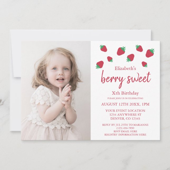 Berry Sweet Birthday Invitation (Front)