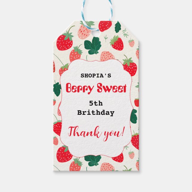 Berry Sweet Birthday Invitation Gift Tags (Front)