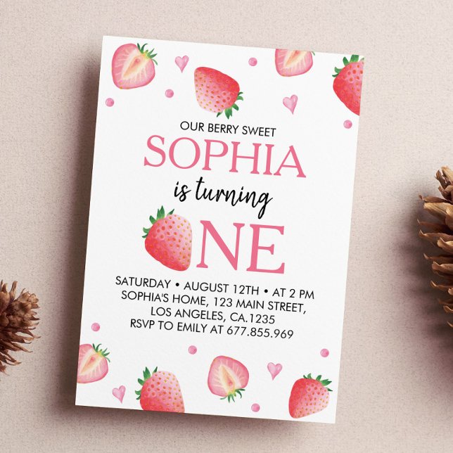 Berry Sweet Birthday Invitation Strawberry Theme (Creator Uploaded)