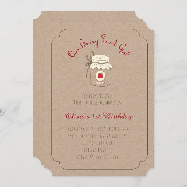 Berry Sweet Birthday Party Invitations (Front/Back)