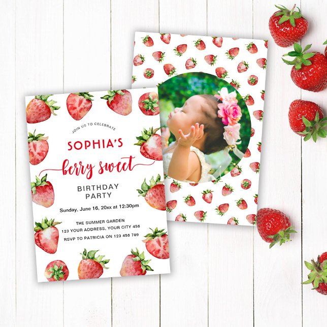 Berry Sweet Birthday Party Photo Invitation (Creator Uploaded)