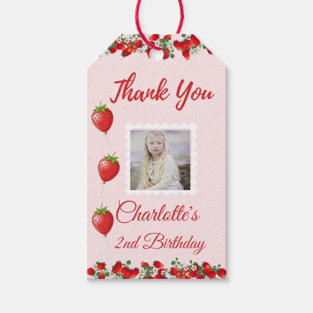 Berry Sweet Birthday Photo Gift Tags (Front)