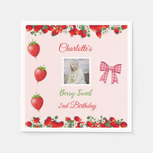 Berry Sweet Birthday Photo Napkin