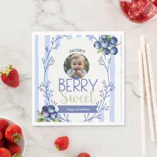 Berry Sweet Birthday Photo Paper  Napkin
