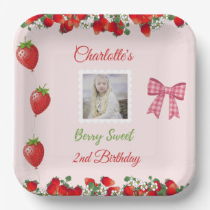 Berry Sweet Birthday Photo Paper Plate