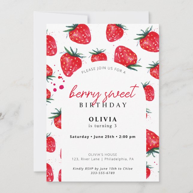 Berry Sweet Birthday Spring Summer Invitation (Front)