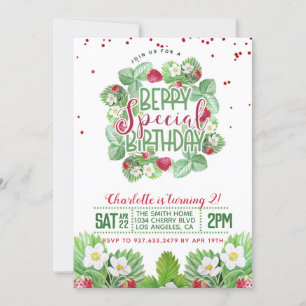 Berry Sweet Birthday Strawberry Invitation