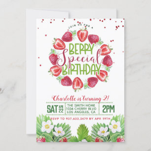Berry Sweet Birthday Strawberry Invitation