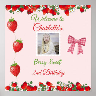 Berry Sweet Birthday Welcome Photo Poster