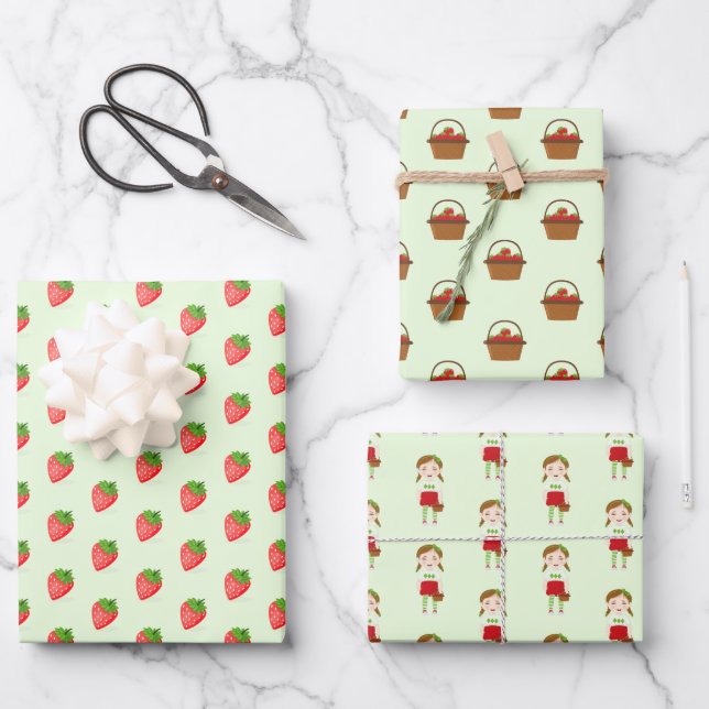 Berry Sweet Birthday Wrapping Paper Sheet (Front)