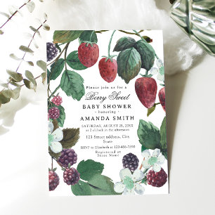 Berry Sweet Blackberry And Strawberry Baby Shower Invitation
