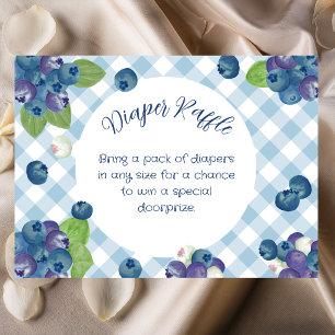Berry Sweet Blue Gingham Diaper Raffle Enclosure Card