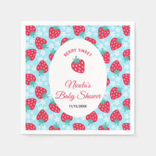 Berry Sweet Blue Strawberry Baby Shower Napkin