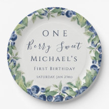 Berry Sweet Blueberry 1st Birthday Paper Plates