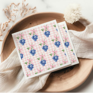 Berry Sweet blueberry 1st birthday Pink Gingham Napkin