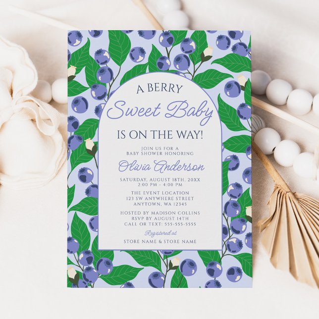 Berry Sweet Blueberry Arch Baby Shower Invitation (Creator Uploaded)