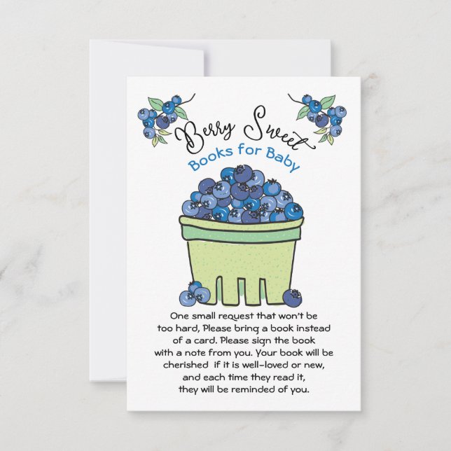 Berry Sweet Blueberry Baby Shower Books for Baby Invitation (Front)