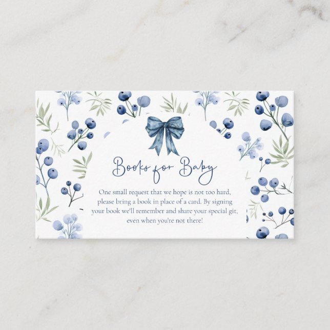 Berry Sweet Blueberry Baby Shower Enclosure Card (Front)