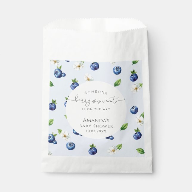 Berry Sweet Blueberry Baby Shower Favour Bags (Front)