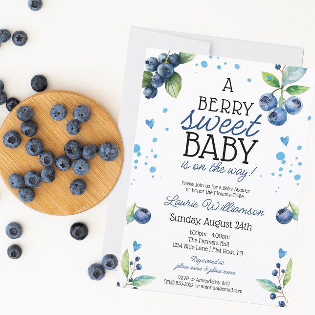 Berry Sweet Blueberry Baby Shower Invitation (Creator Uploaded)