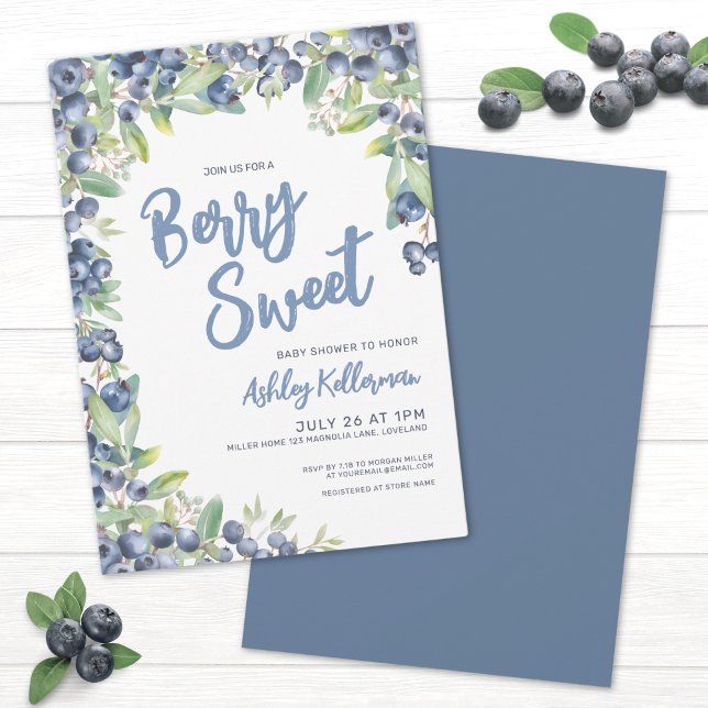 Berry Sweet Blueberry Baby Shower Invitation (Berry Sweet Blueberry Baby Shower Invitation )