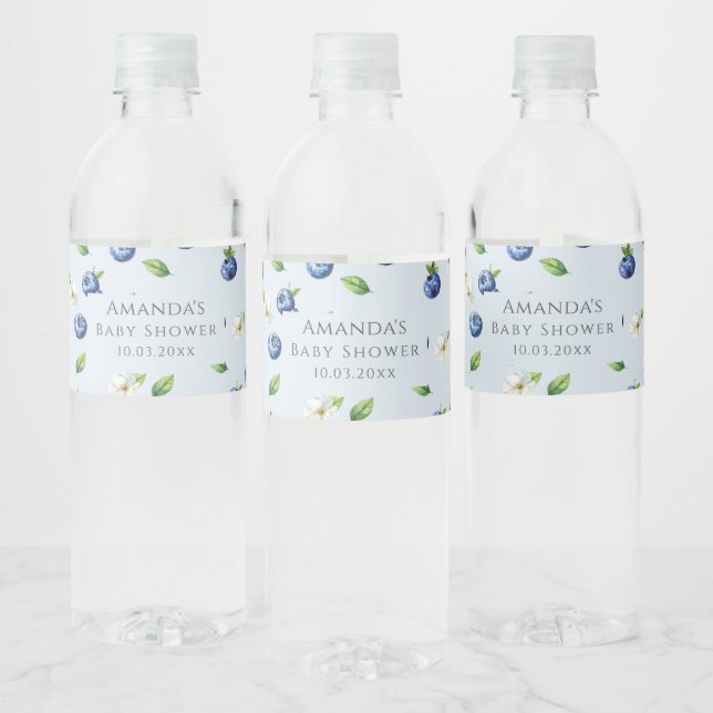 Berry Sweet Blueberry Baby Shower  Water Bottle Label (Bottles)