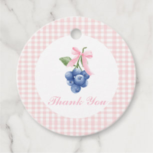 Berry Sweet blueberry birthday Pink Bow Thank You Favour Tags