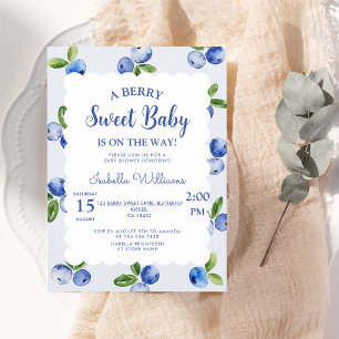 Berry Sweet Blueberry Boy Baby Shower Invitation