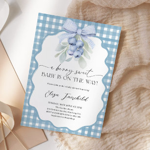 Berry Sweet Blueberry Gingham Baby Shower Invitation