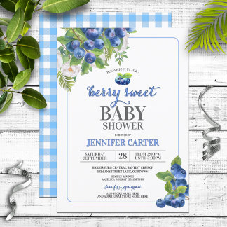 Berry Sweet Blueberry Theme Baby Shower Invitation