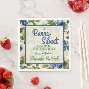 Berry Sweet Blueberry Theme Baby Shower Napkin